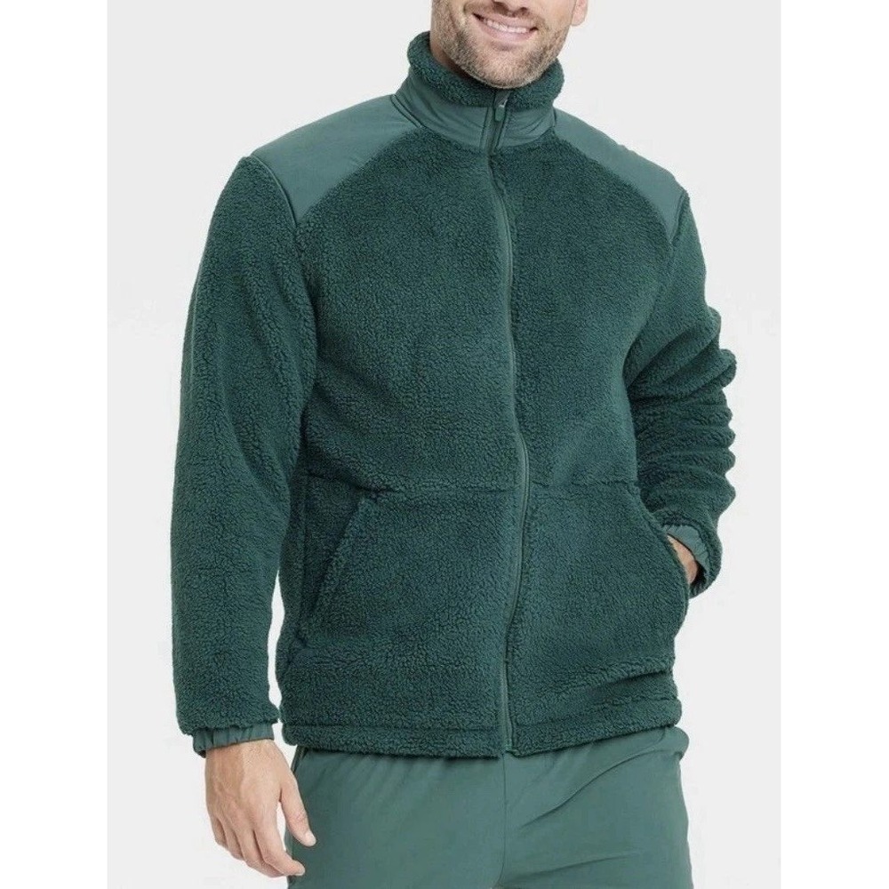 All‎ In Motion High Pile Cozy Fleece Full Zip Jacket Forest Green Size Large